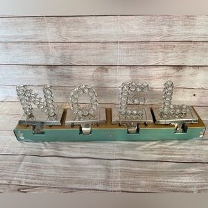 Tinsel & Fir NOEL Crystal Stocking Holders Christmas Mantel Hangers Set of 4